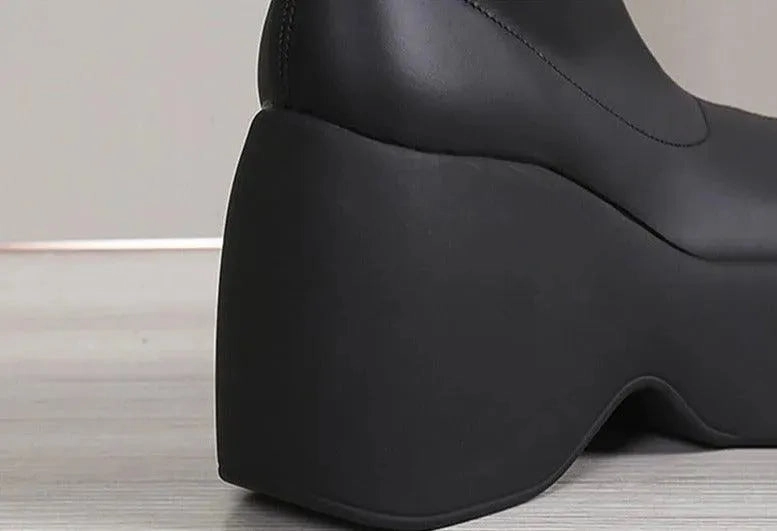 Brown Chunky Platform Boots Retro Leather Mary Jane Shoes