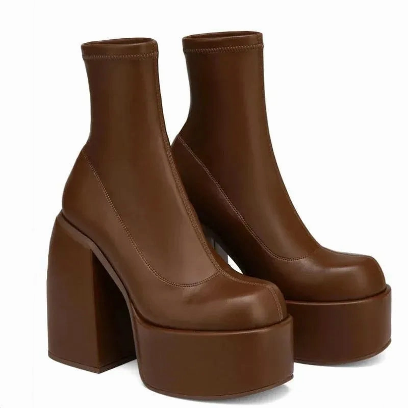 Enzo Angiolini Mary Jane Shoes Brown Chunky Platform Boots