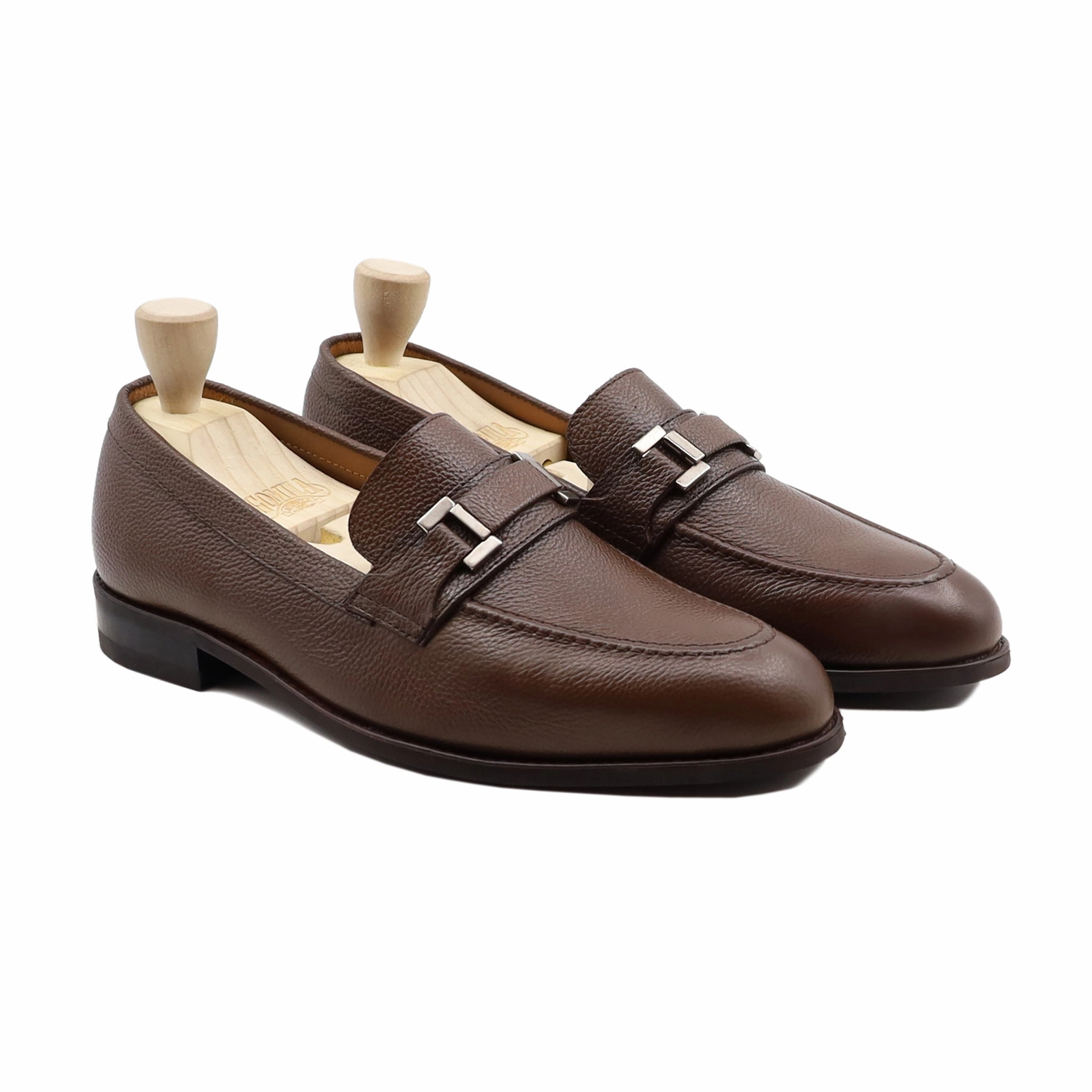 Penny Leather Loafers Athena - Men's Brown  Pebble Grain Leather Loafer