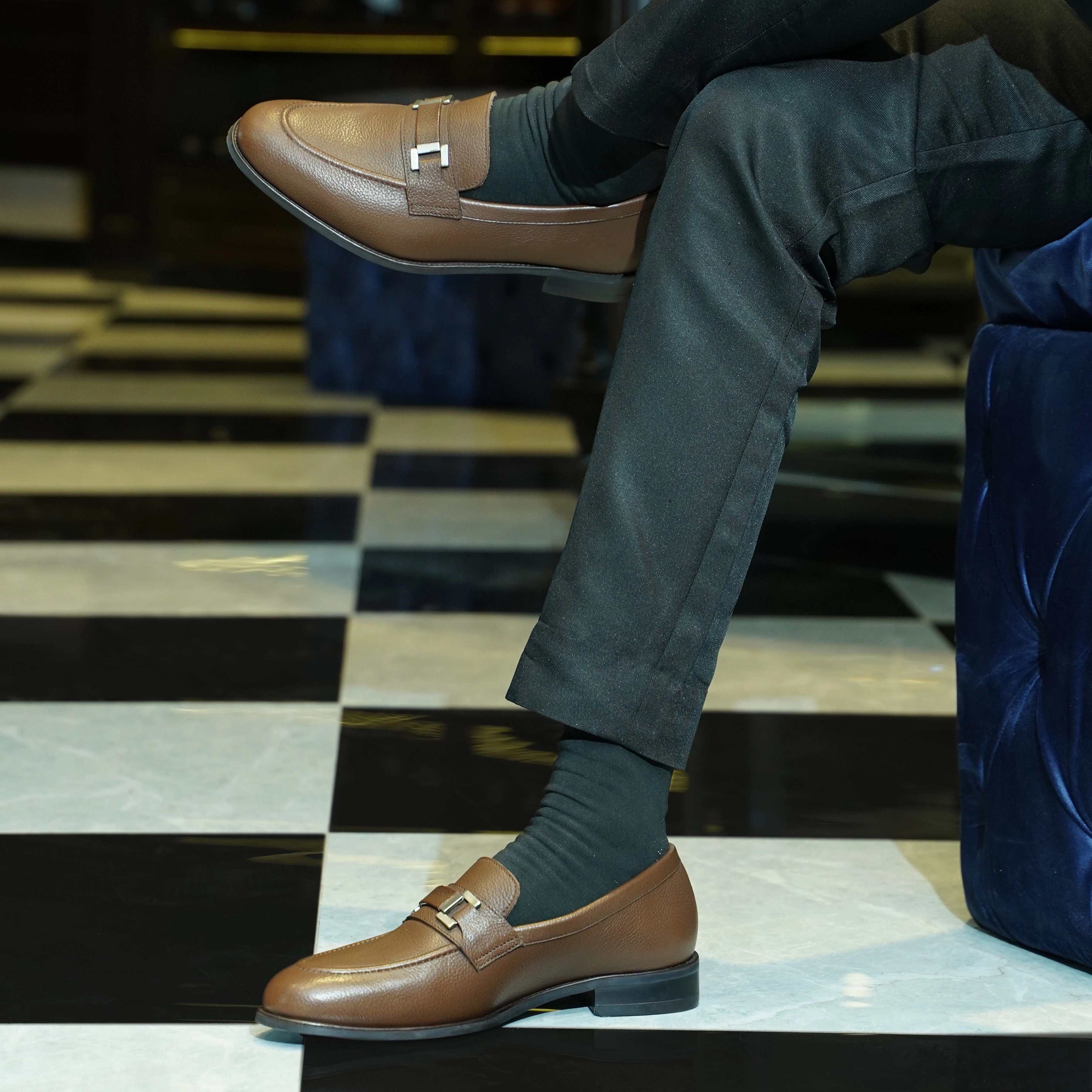 Grant Stone Traveler Penny Loafers Athena - Men's Brown  Pebble Grain Leather Loafer