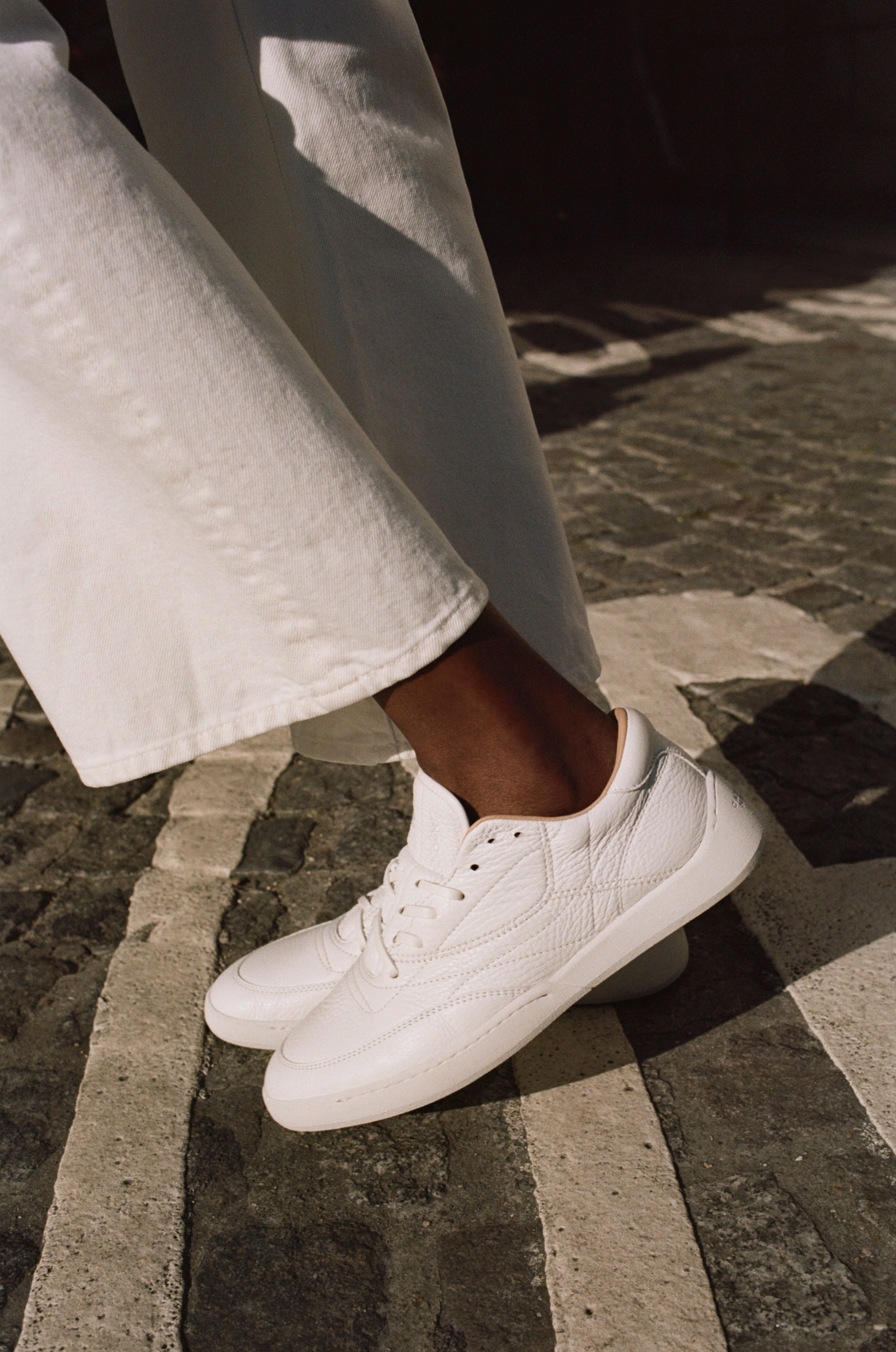 Ohio Slip-on Sneaker in White Textured Leather Hiking Slip On