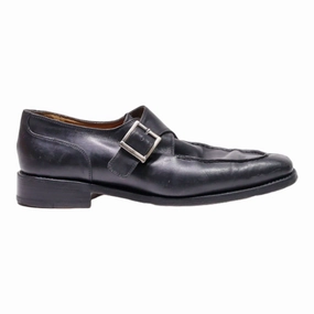 OLDING Monk Shoes Black Leather Mens UK 8.5 Heels And Brogues
