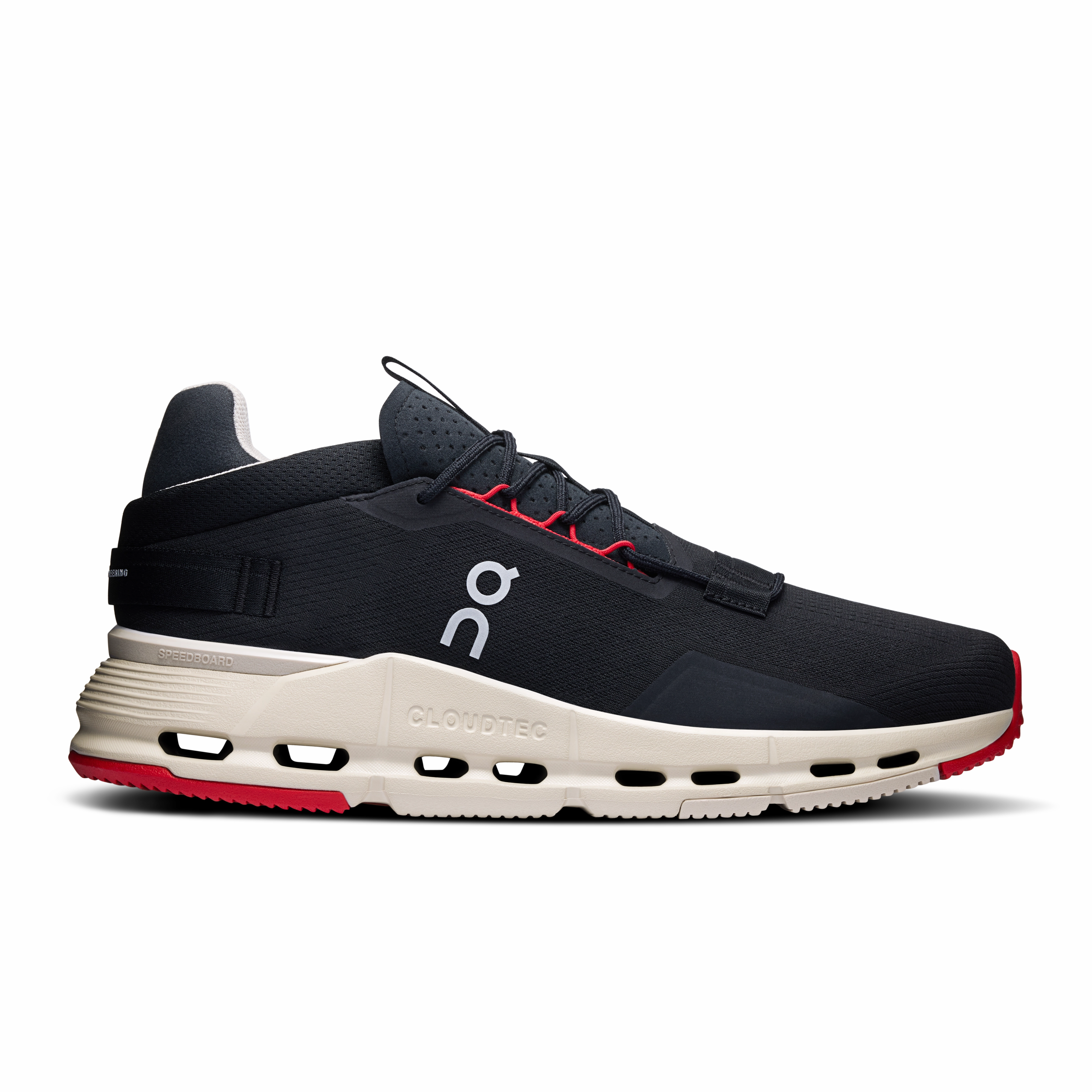 On Running Cloudnova 2 Black Red Top Long Distance Running Shoes