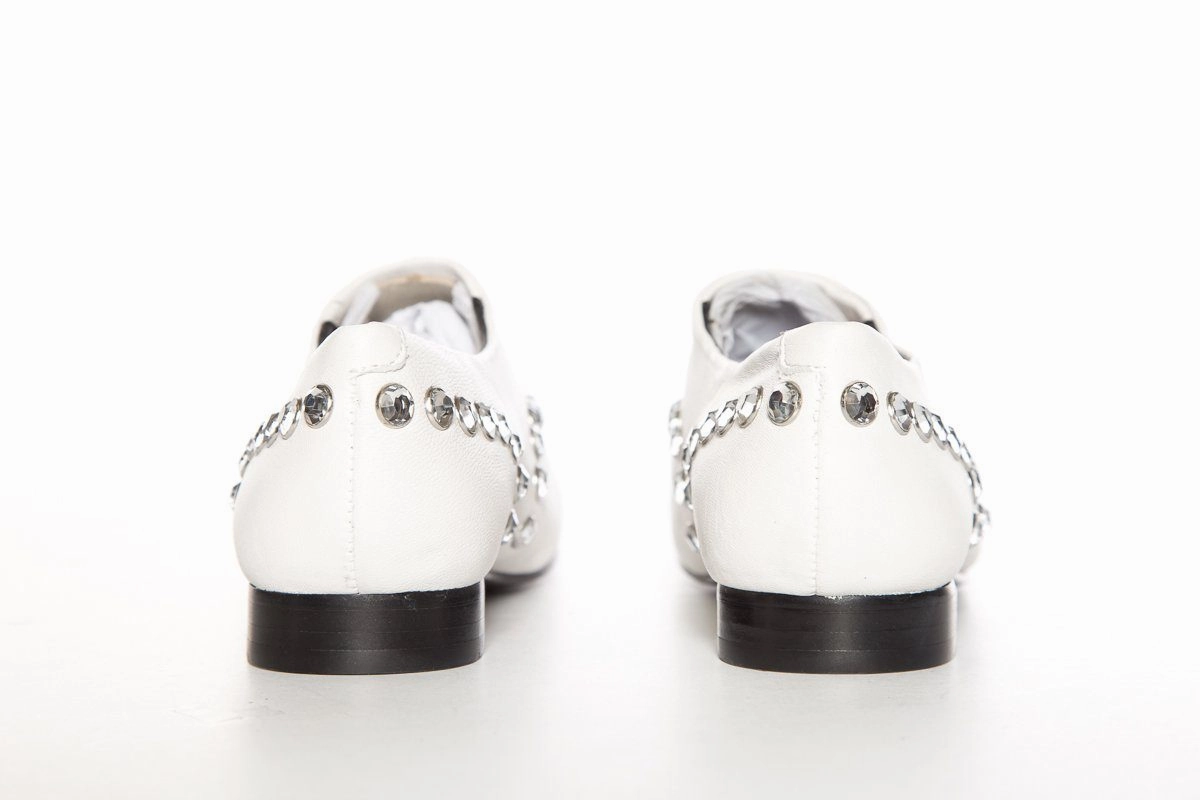 Round Toe Oxfords Opening Ceremony White Leather Slip-On Oxford SZ 39