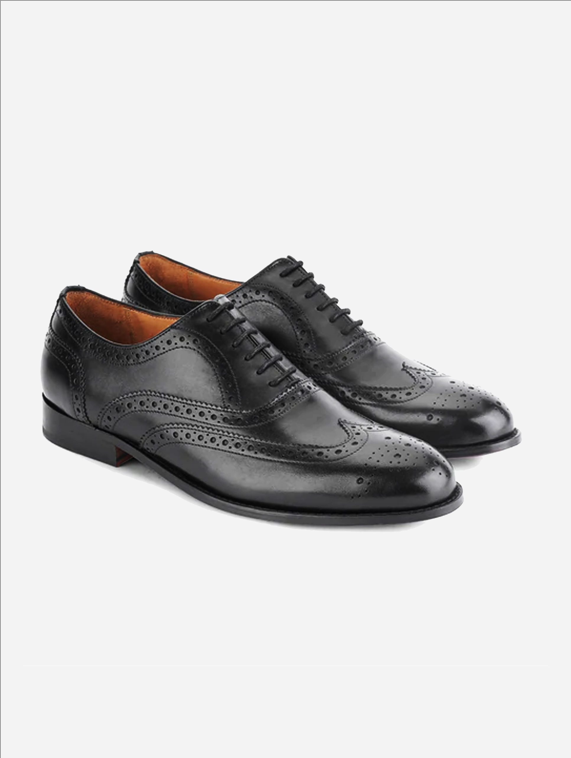 men's leather perforated wingtip oxford- black Oxford Steel Toe