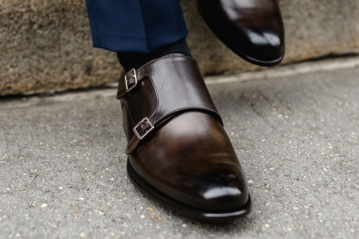 Brogues Review The Poitier Double Monk Strap - Chocolate