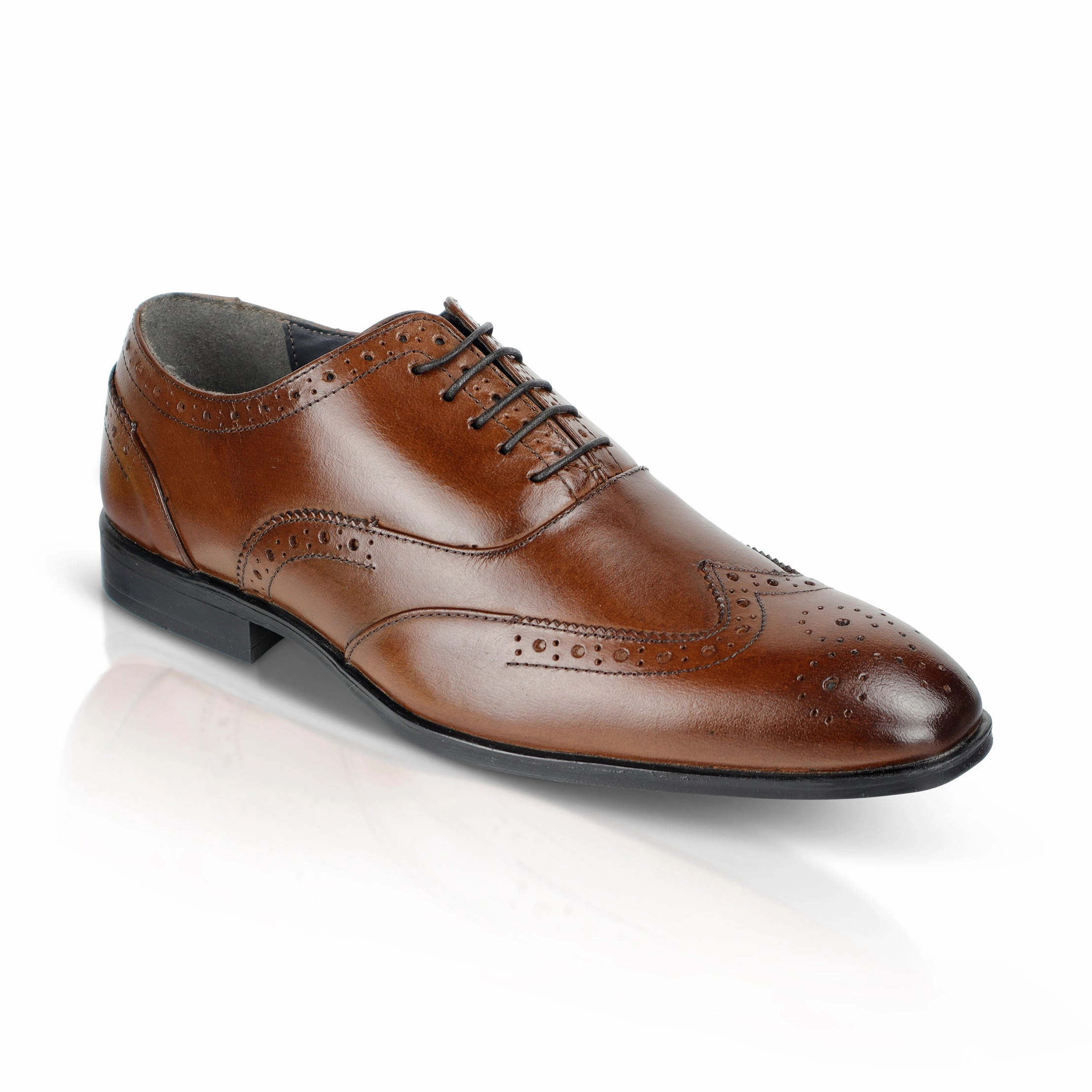 Oxford Button Down Oxford Leather Brogue Oxfords Shoes - Brown
