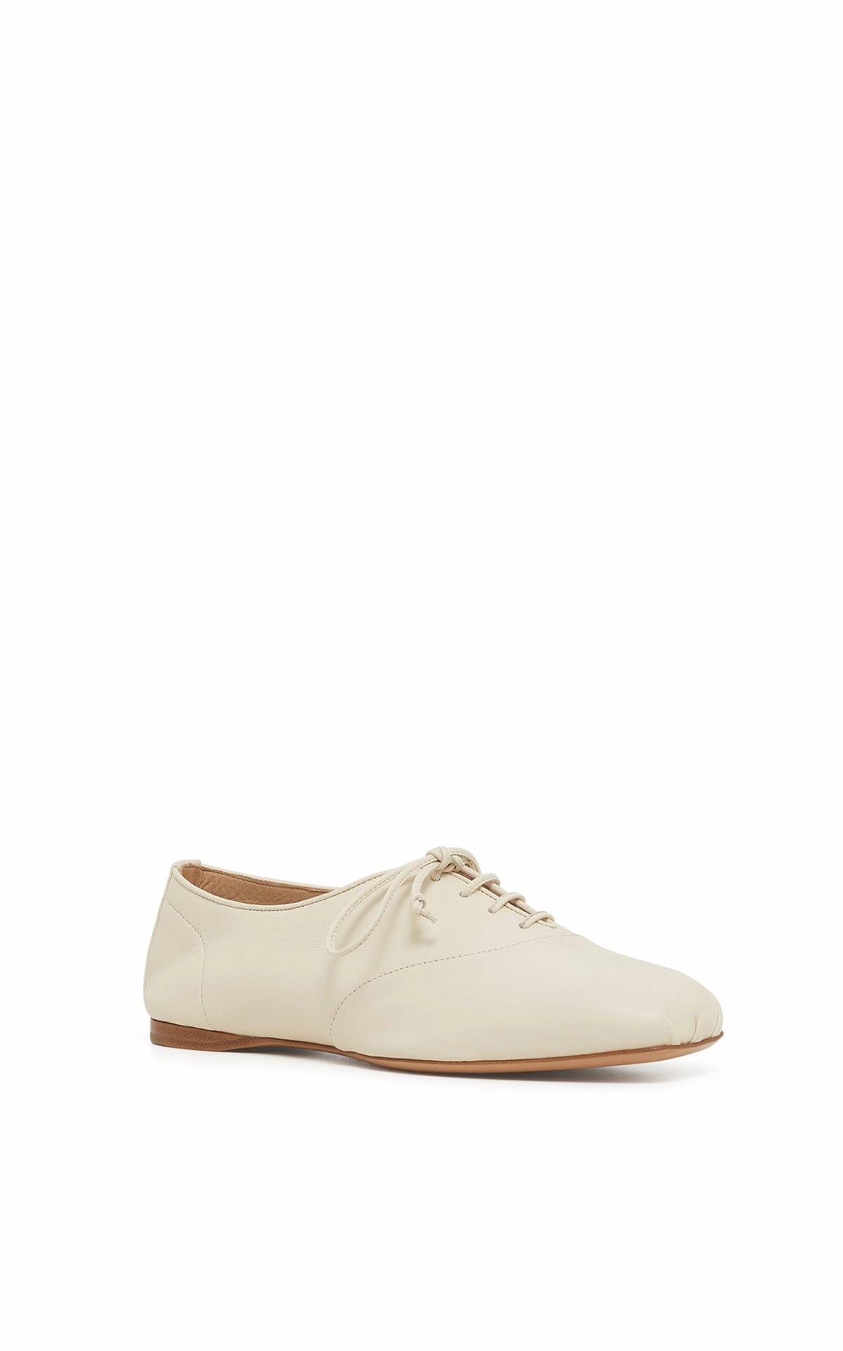 Maya Oxford Flat Shoe in Ivory Nappa Leather 1461 Crazy Horse Leather Oxford Shoes