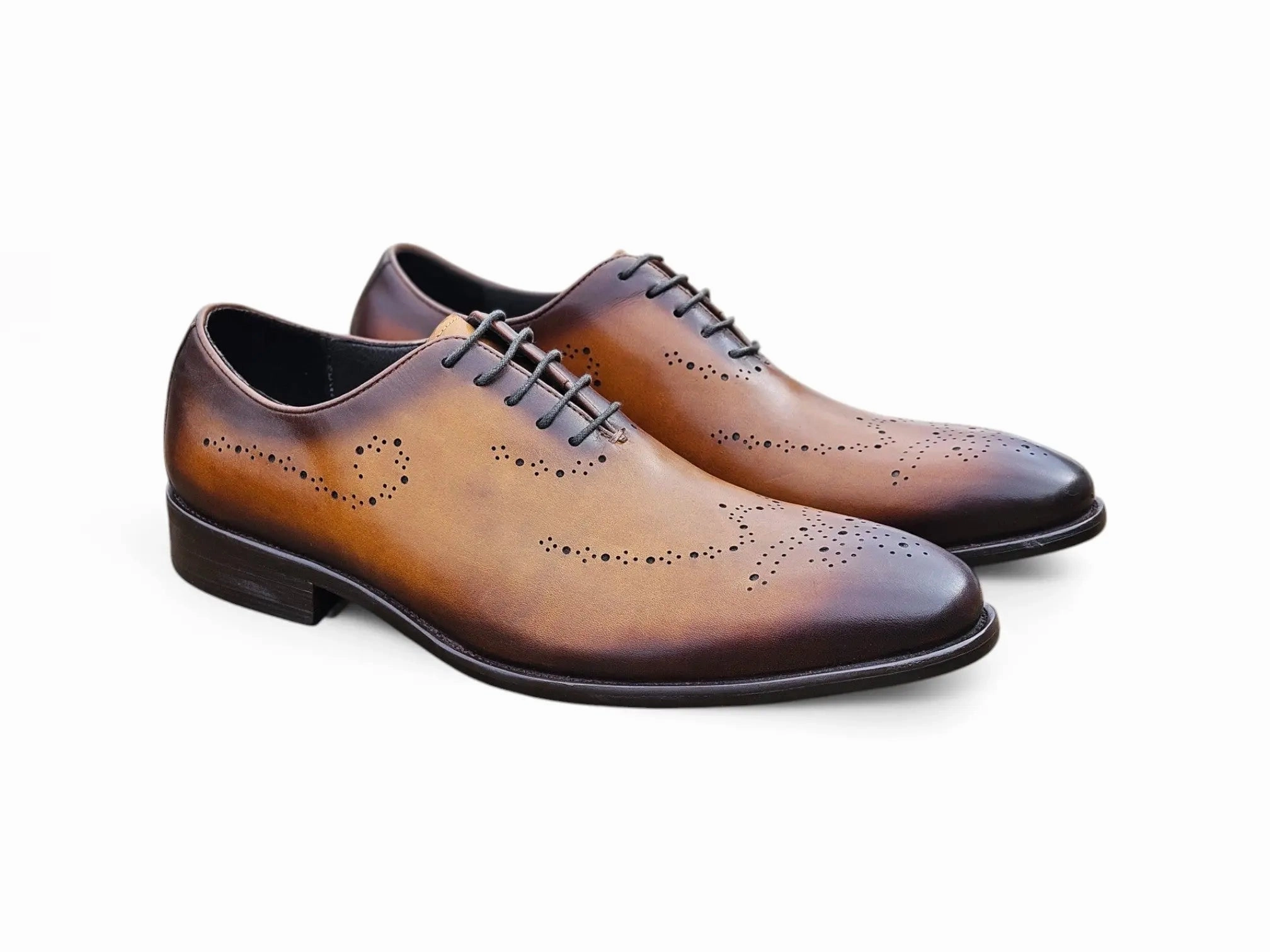 Whole Cut Oxford with Medallions High Gloss Oxfords