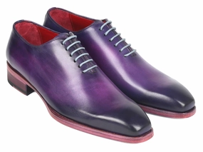 Paul Parkman Men's Hand-Painted Goodyear Welted Wholecut Oxfords in Purple High Heeled Oxfords