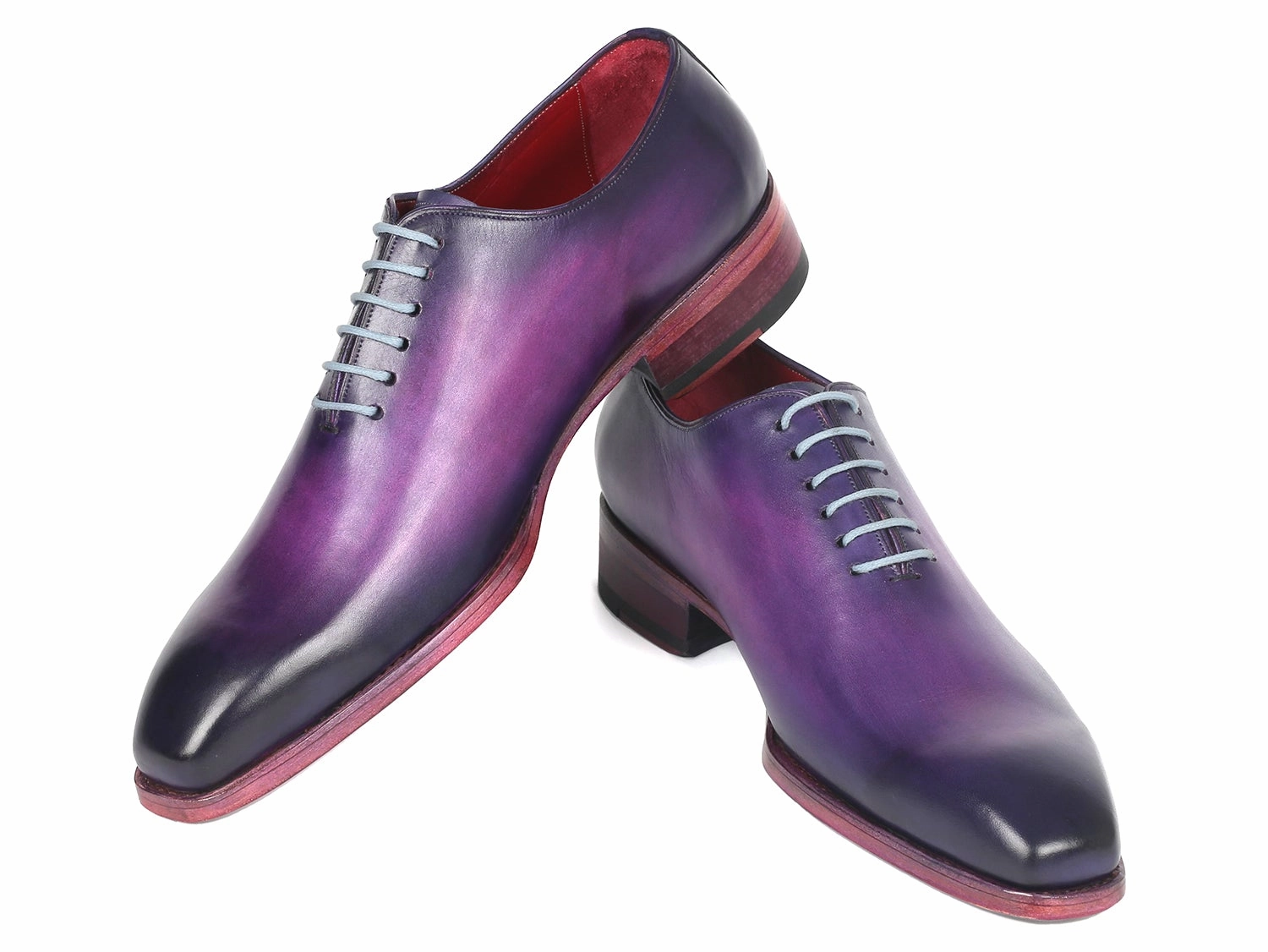 Paul Parkman Men's Hand-Painted Goodyear Welted Wholecut Oxfords in Purple Oxfords With Skirts