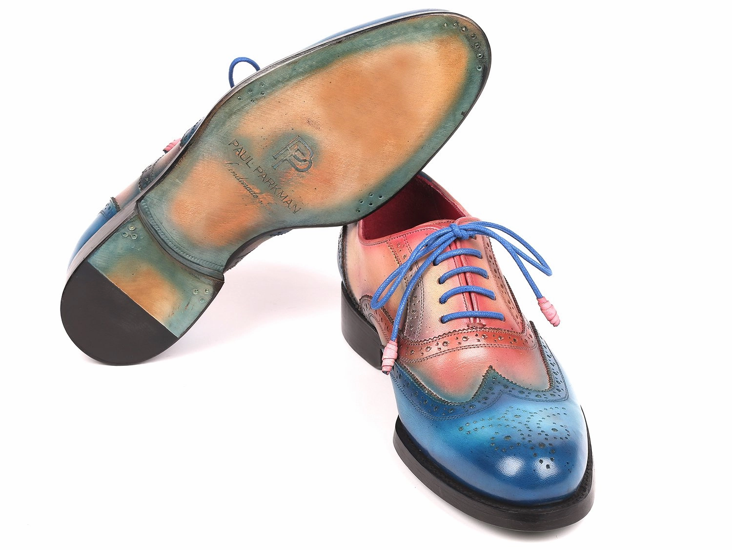 Dior Oxford Paul Parkman Men's Wingtip Oxfords Goodyear Welted in Blue and Pink