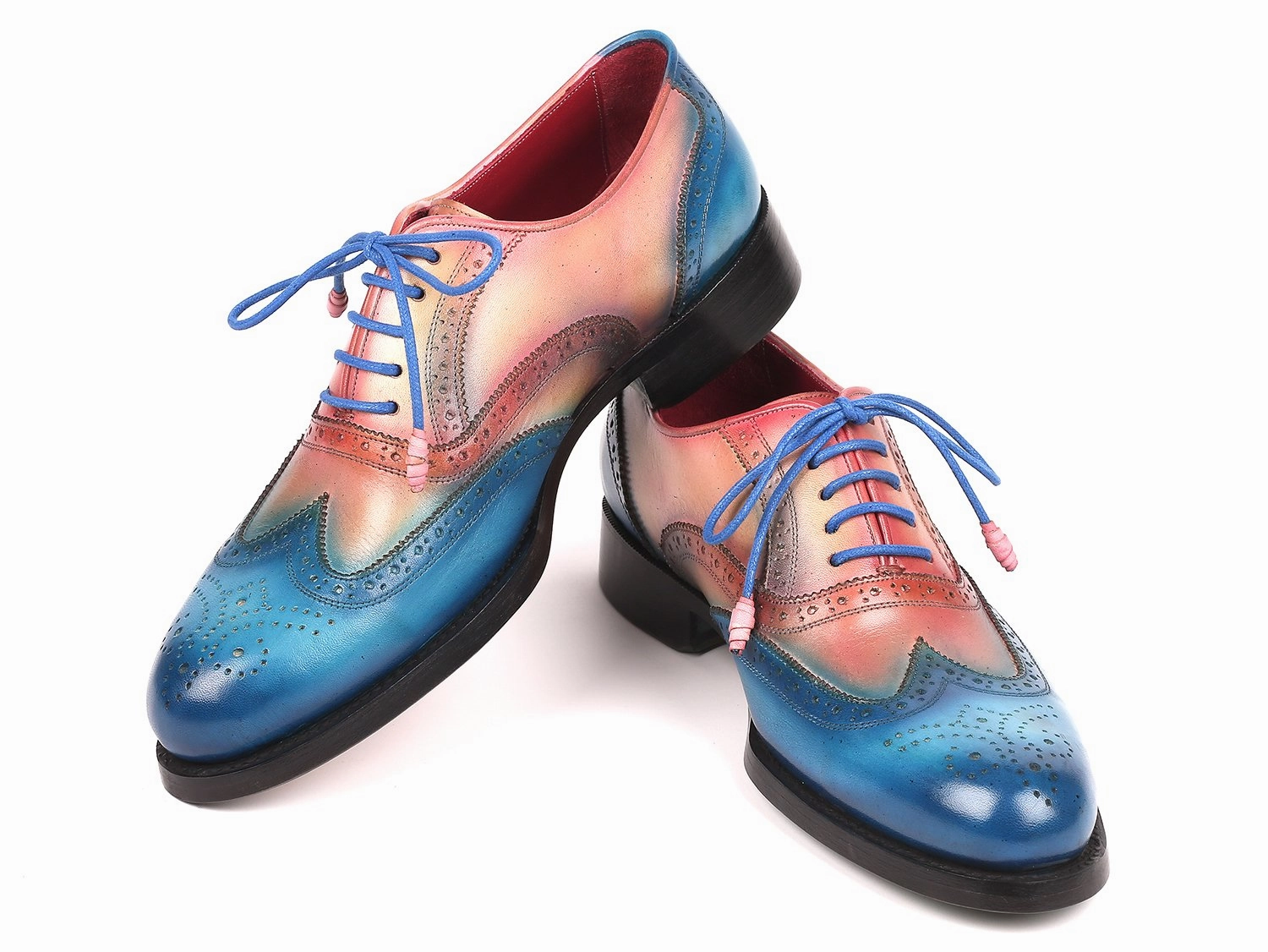 Platform Monk Strap Oxfords Paul Parkman Men's Wingtip Oxfords Goodyear Welted in Blue and Pink