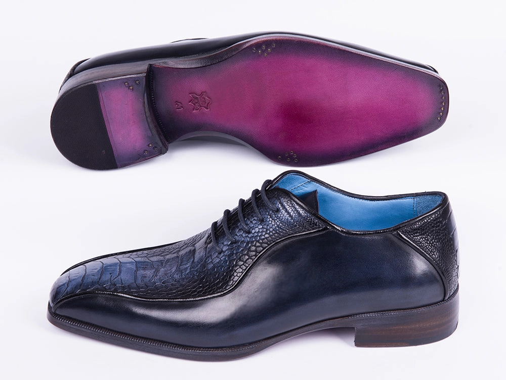 Paul Parkman Navy Genuine Ostrich Leg Bicycle Toe Oxfords (ID#94DLNVY) Zerogrand Wfa Oxford