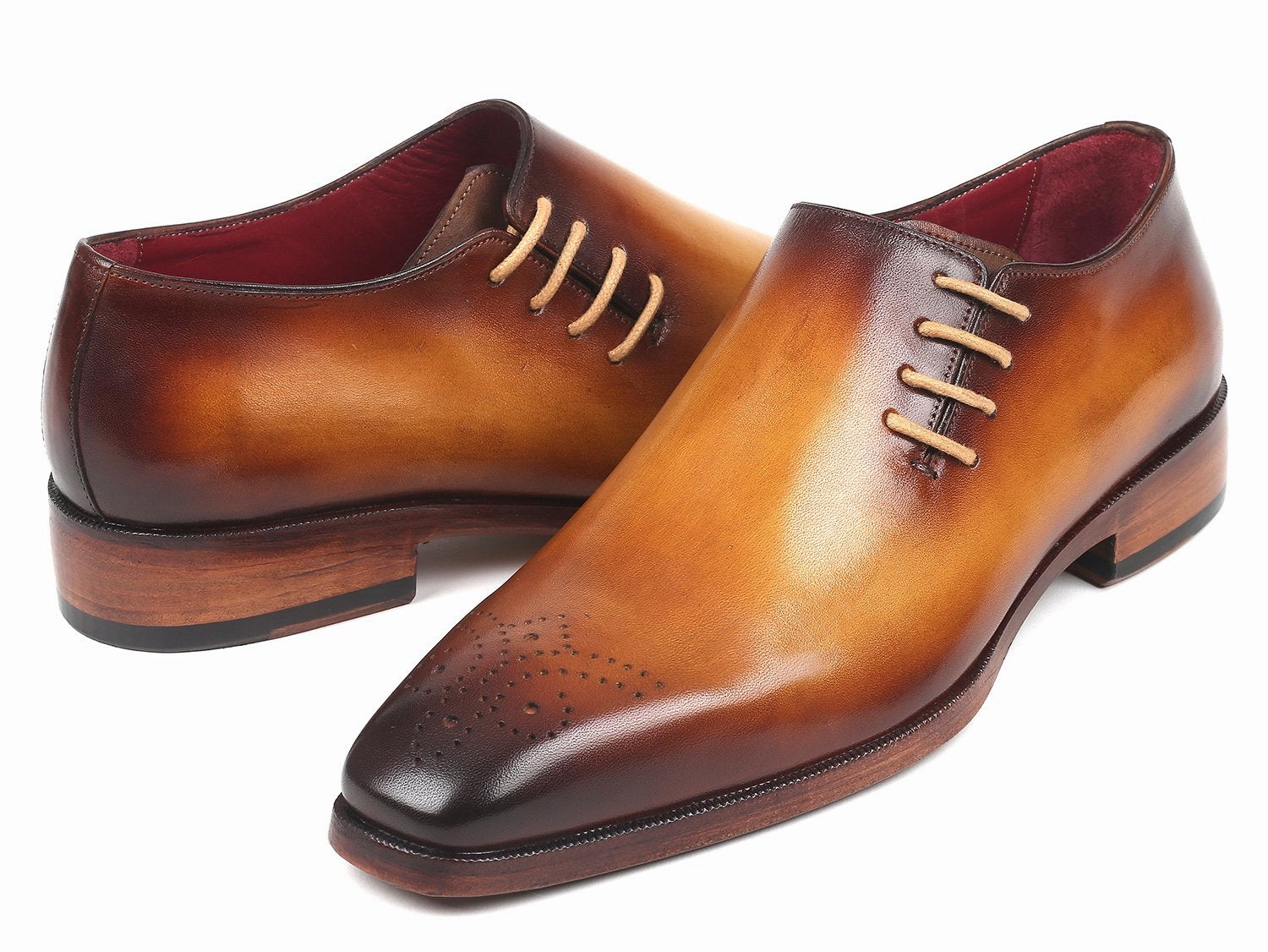 Paul Parkman Side Lace Oxfords in Brown and Camel Or Oxfords