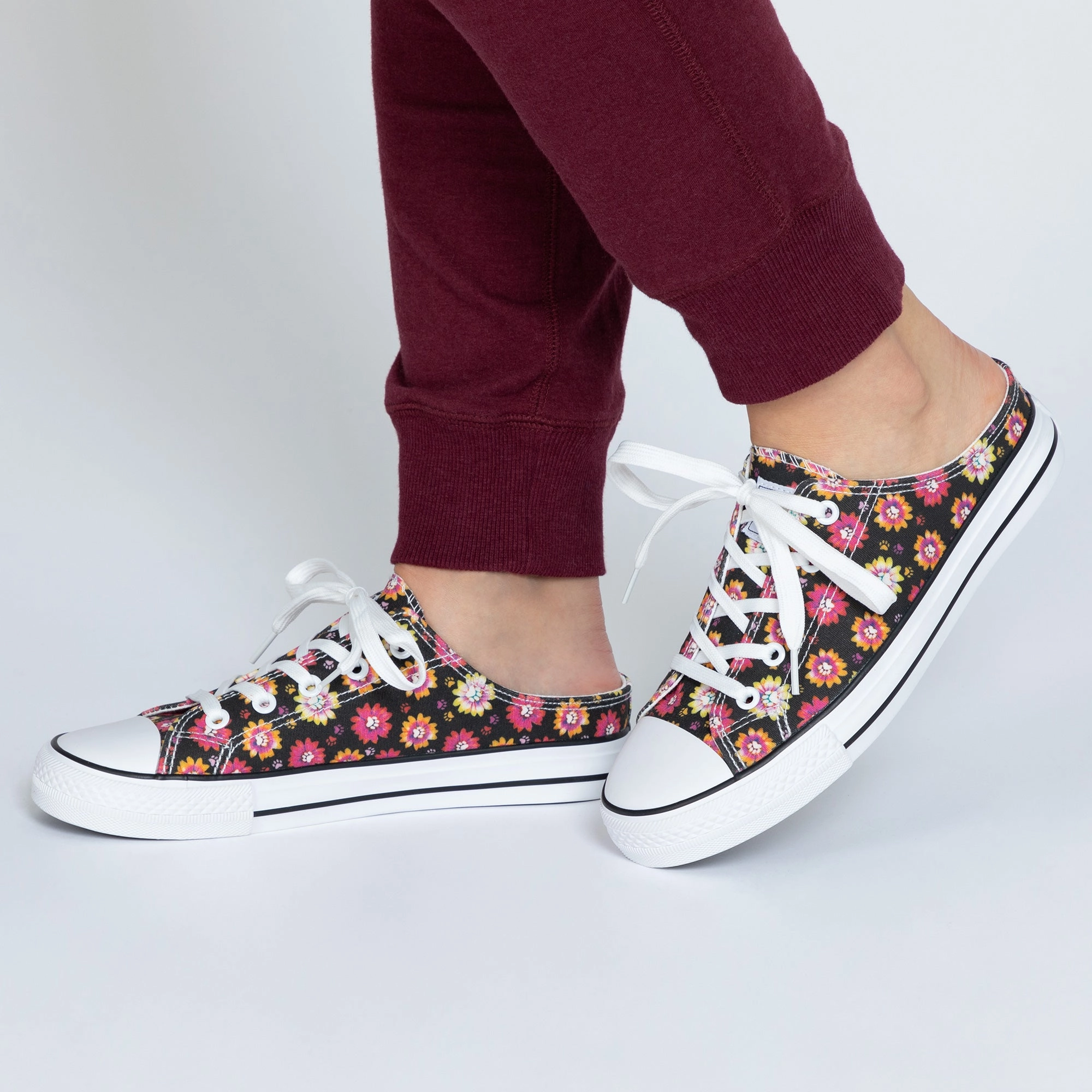 Wide Fit Slip-ons Paw Print Canvas Slip-On Sneakers