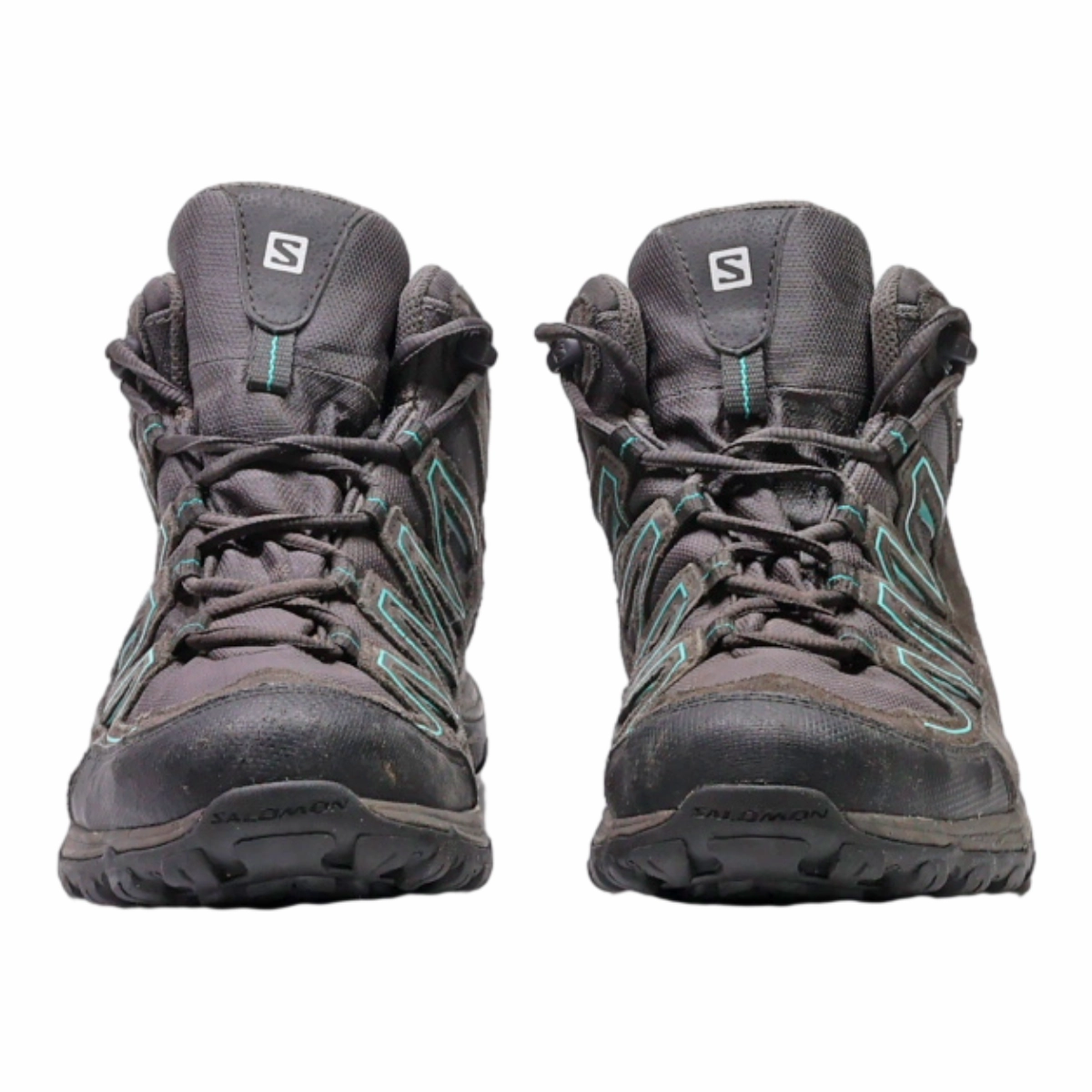 SALOMON Hiking Boots Grey Synthetic Womens UK 6 Ankle High Hiking Shoes