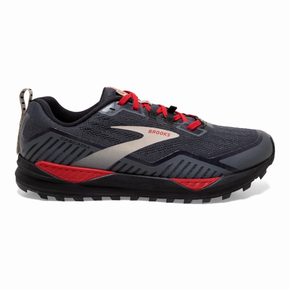 Best Trail For Cross Country Men's Brooks Cascadia 15 GTX, Black/Ebony/Red, 9 D Medium