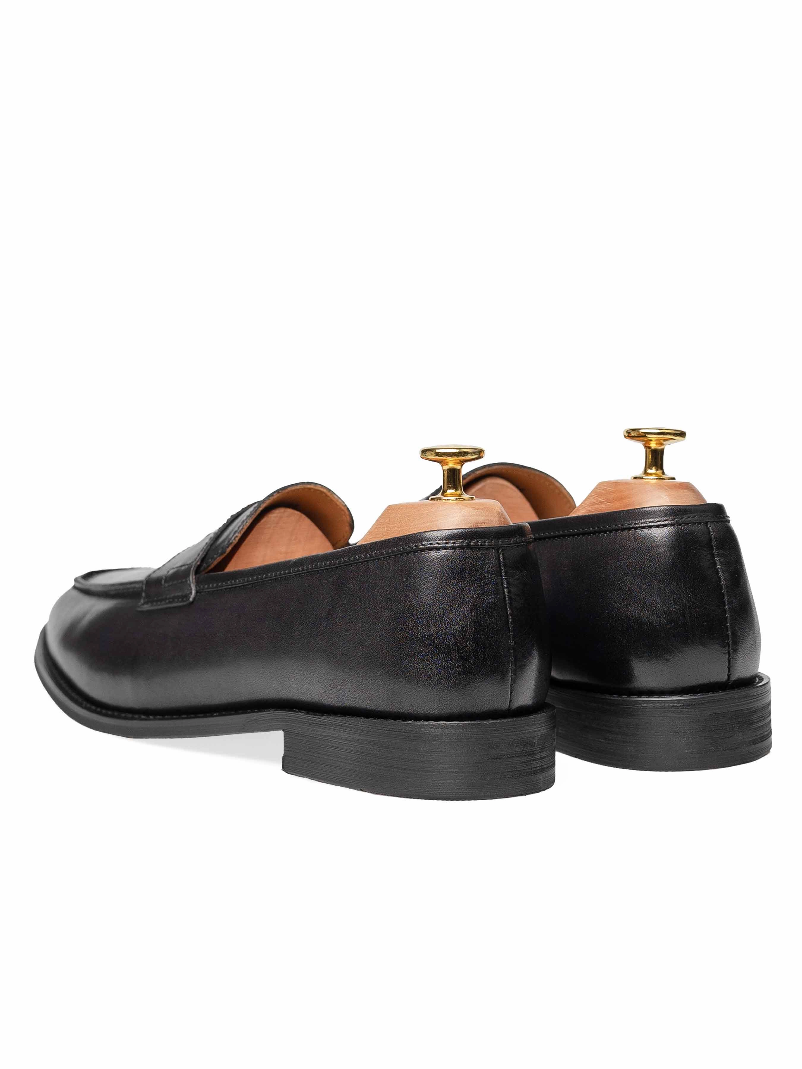 History Of Penny Loafers Penny Loafer - Black Grey (Hand Painted Patina)