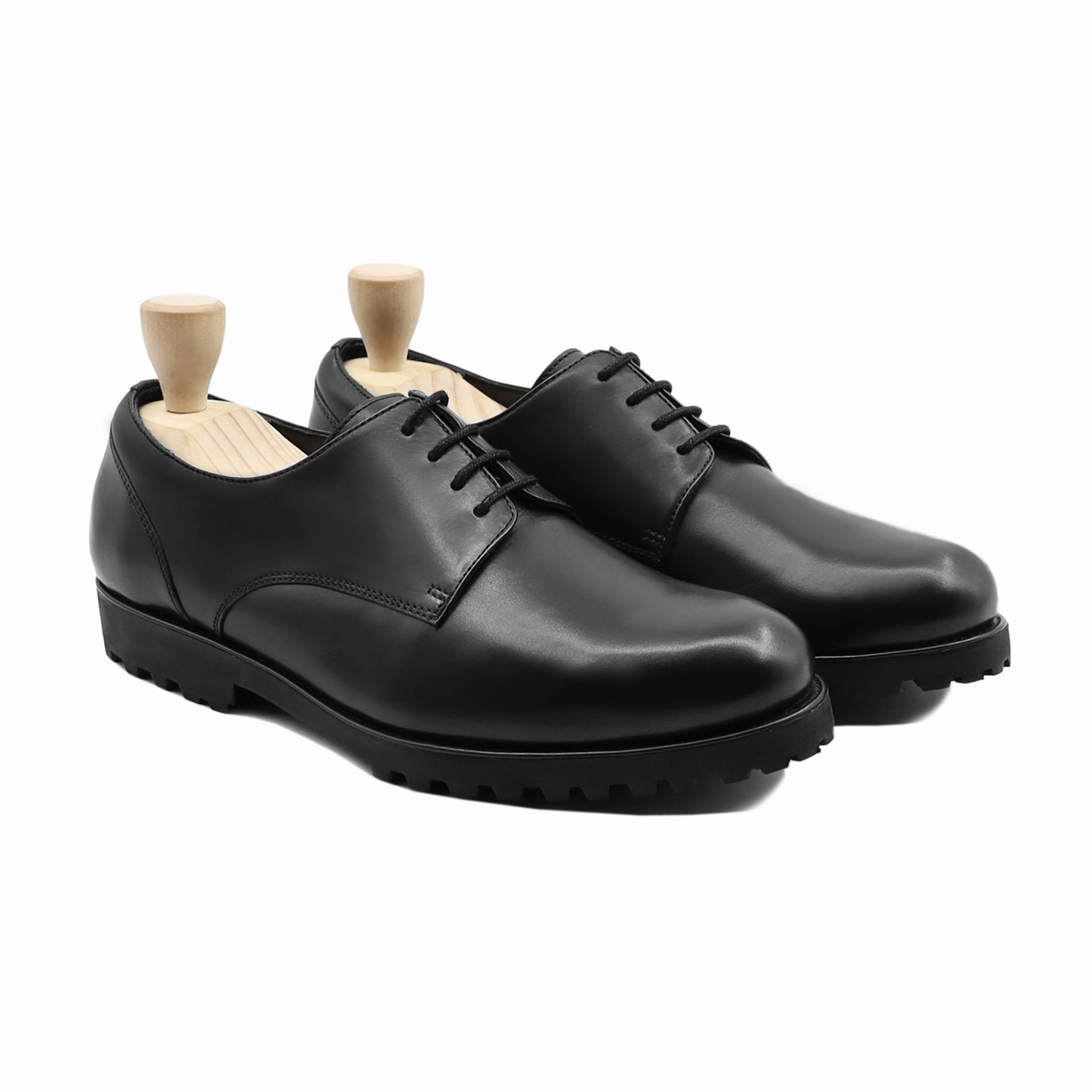 Vegan Derby Shoes Pepe - Men's Black Calf Leather Derby Shoe