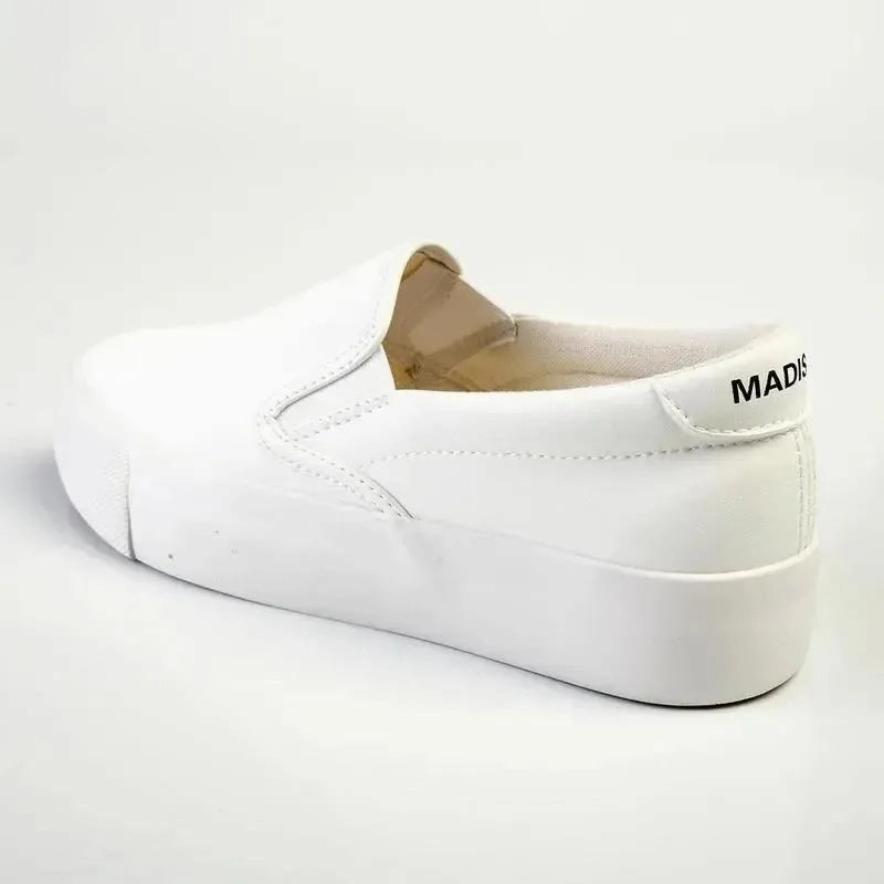 Madison Ladies Platform Slip On Sneaker - White New Slip On Shoes