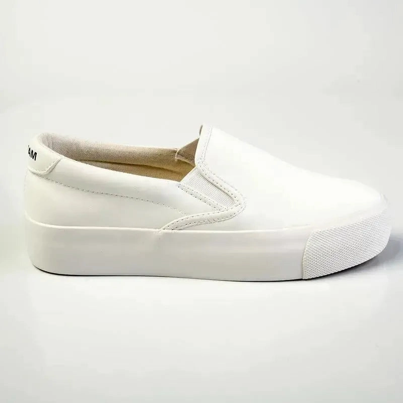Madison Ladies Platform Slip On Sneaker - White
