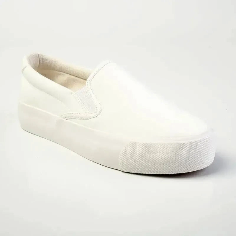 Madison Ladies Platform Slip On Sneaker - White