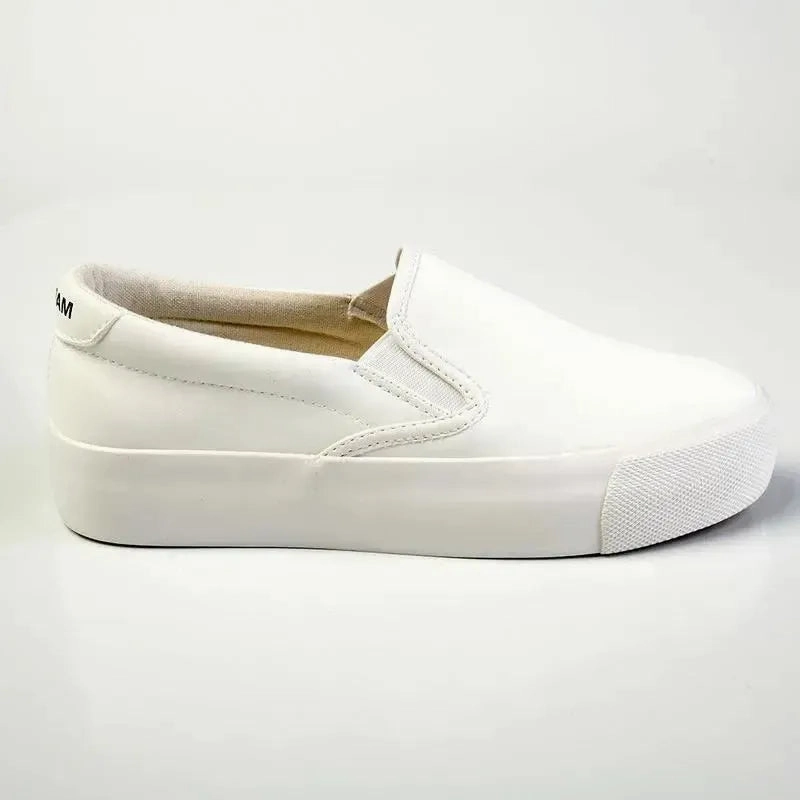 Madison Ladies Platform Slip On Sneaker - White
