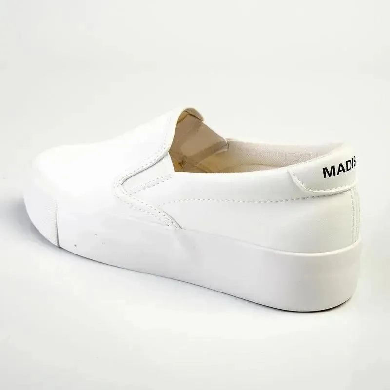 Madison Ladies Platform Slip On Sneaker - White