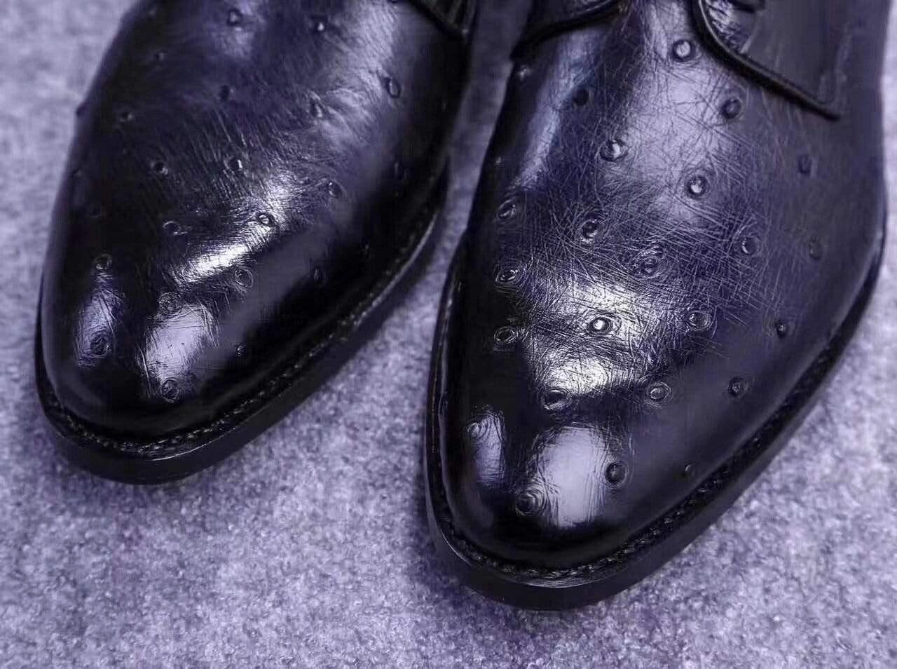 Crocodile Shoes Mens Genuine Ostrich Leather Captoe Derby Shoes Derby Shoes Uk