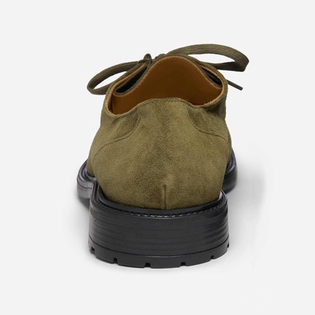 Comfortable Derby Shoes Men's Olive Suede Tuscan Moc Boot