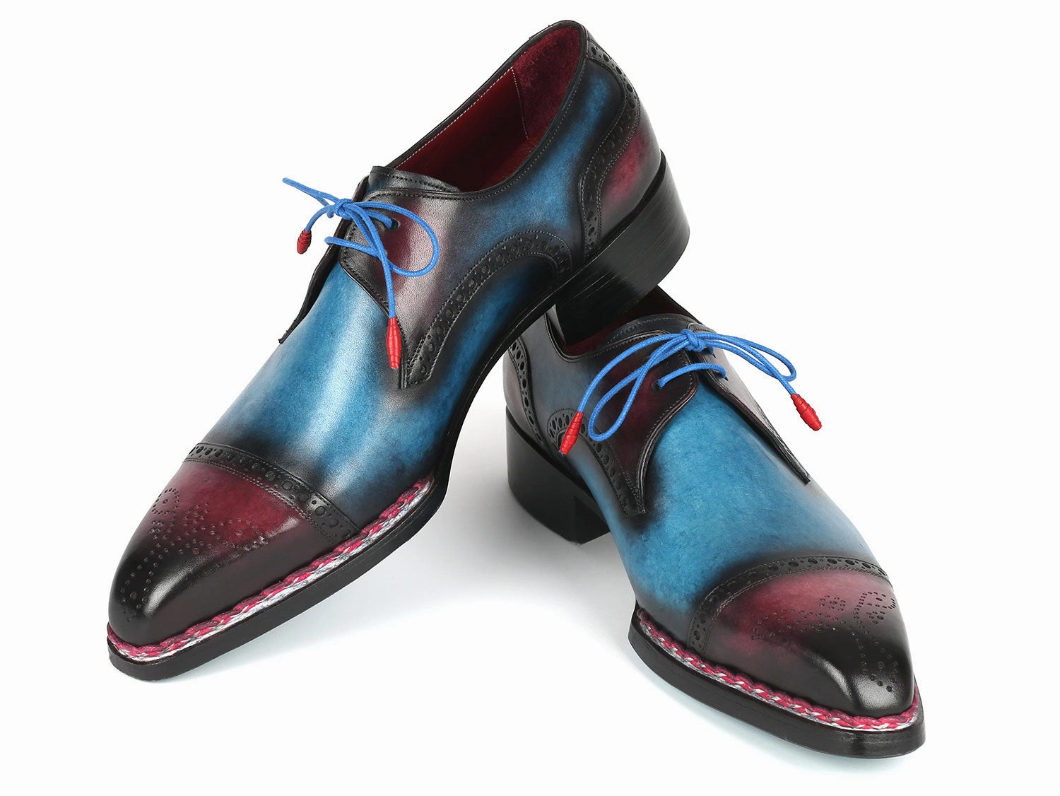 Paul Parkman Norwegian Welted Cap Toe Derby Shoes Blue and Purple (ID#8508-PBL) Lace-up Casual Shoes