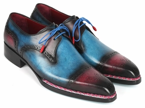 Paul Parkman Norwegian Welted Cap Toe Derby Shoes Blue and Purple (ID#8508-PBL) Flow Athletic Lace Up Shoes