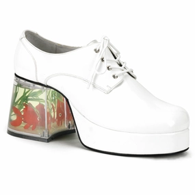 New Jersey Lace Oxfords PIMP-02 White Patent Fish Tank Platform Shoes