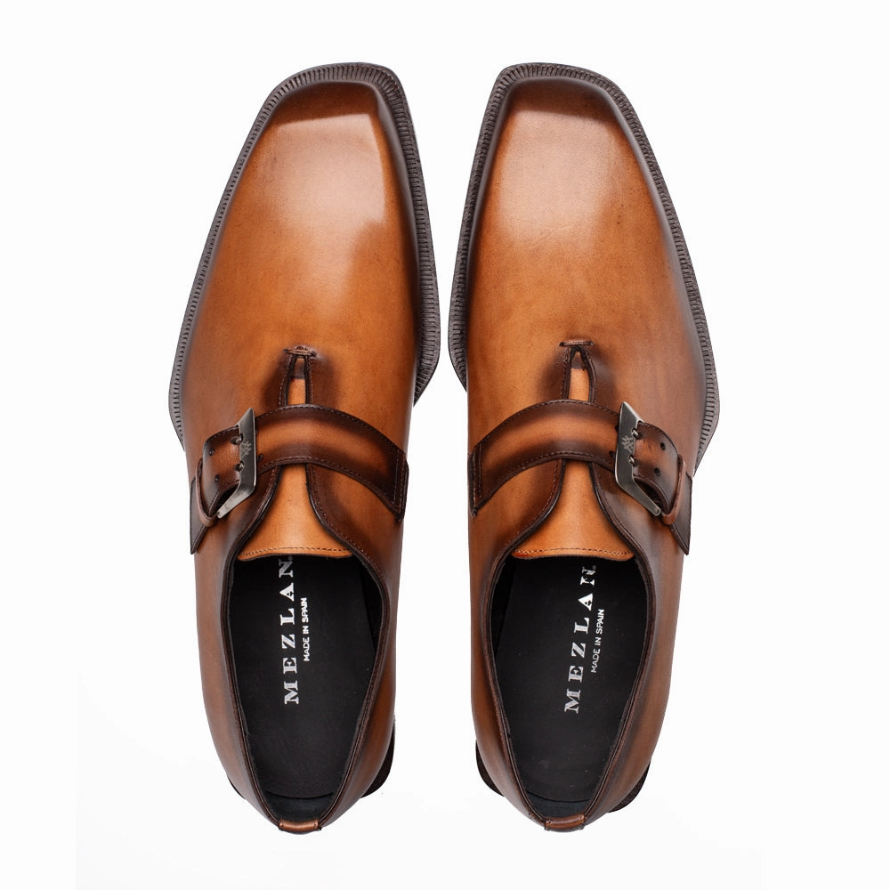 Plain Chiseled Toe Monk Strap Thick Sole Brogues