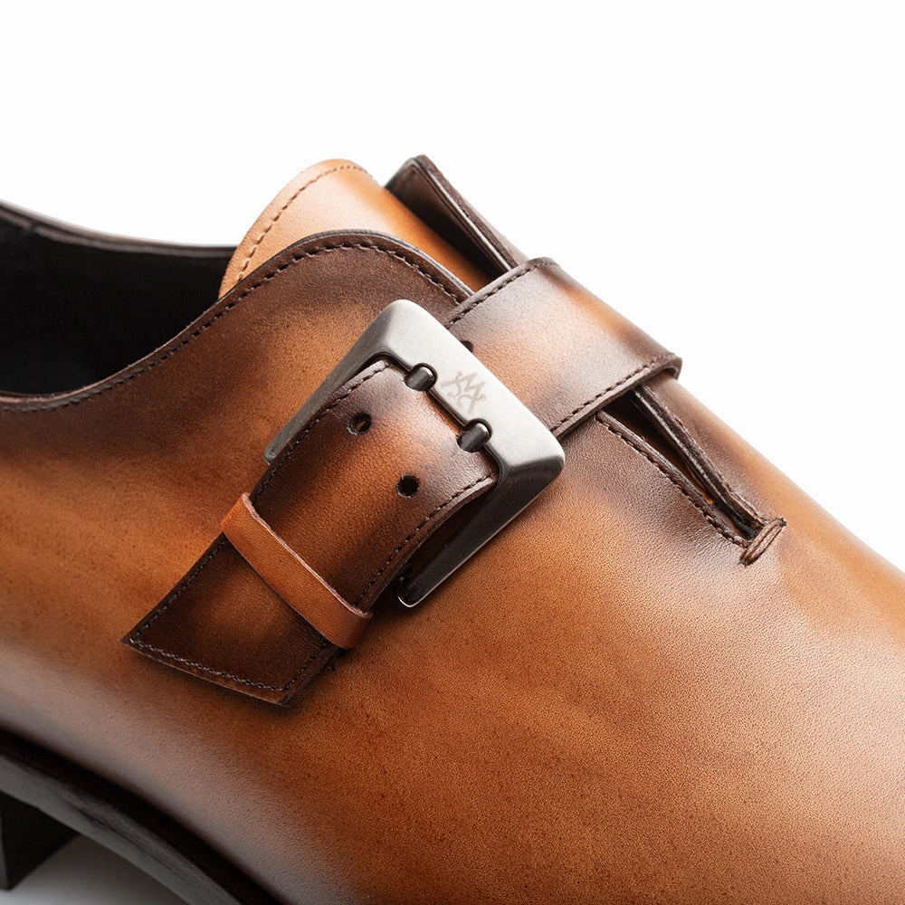 Plain Chiseled Toe Monk Strap Oxford Derby Brogue