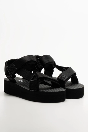 Mary Jane Shoes Jasmine Round Toe Platform Sandals Black