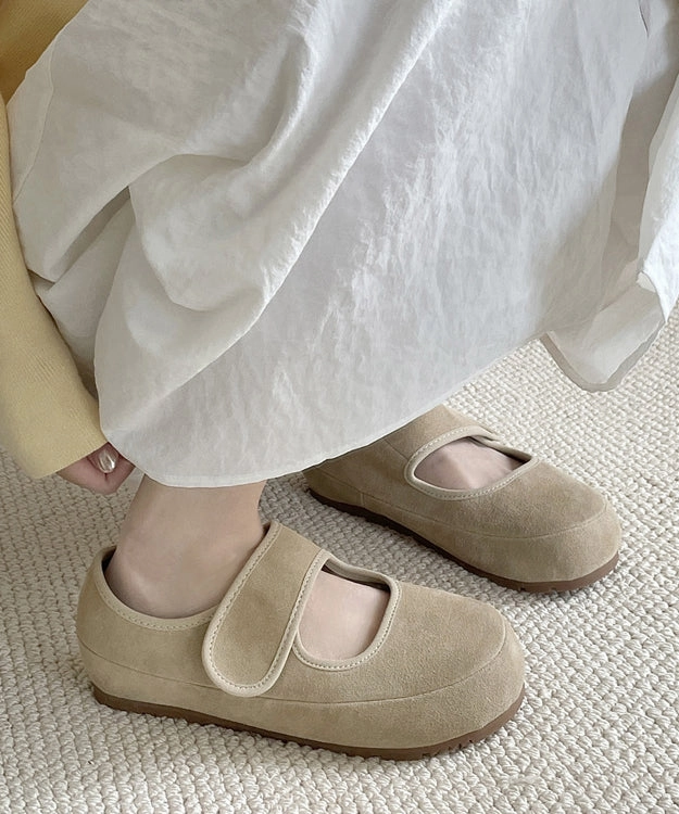 Platform Splicing Shoes Buckle Casual Yellow Flats Suede Strap Jafa Mary Jane Shoe