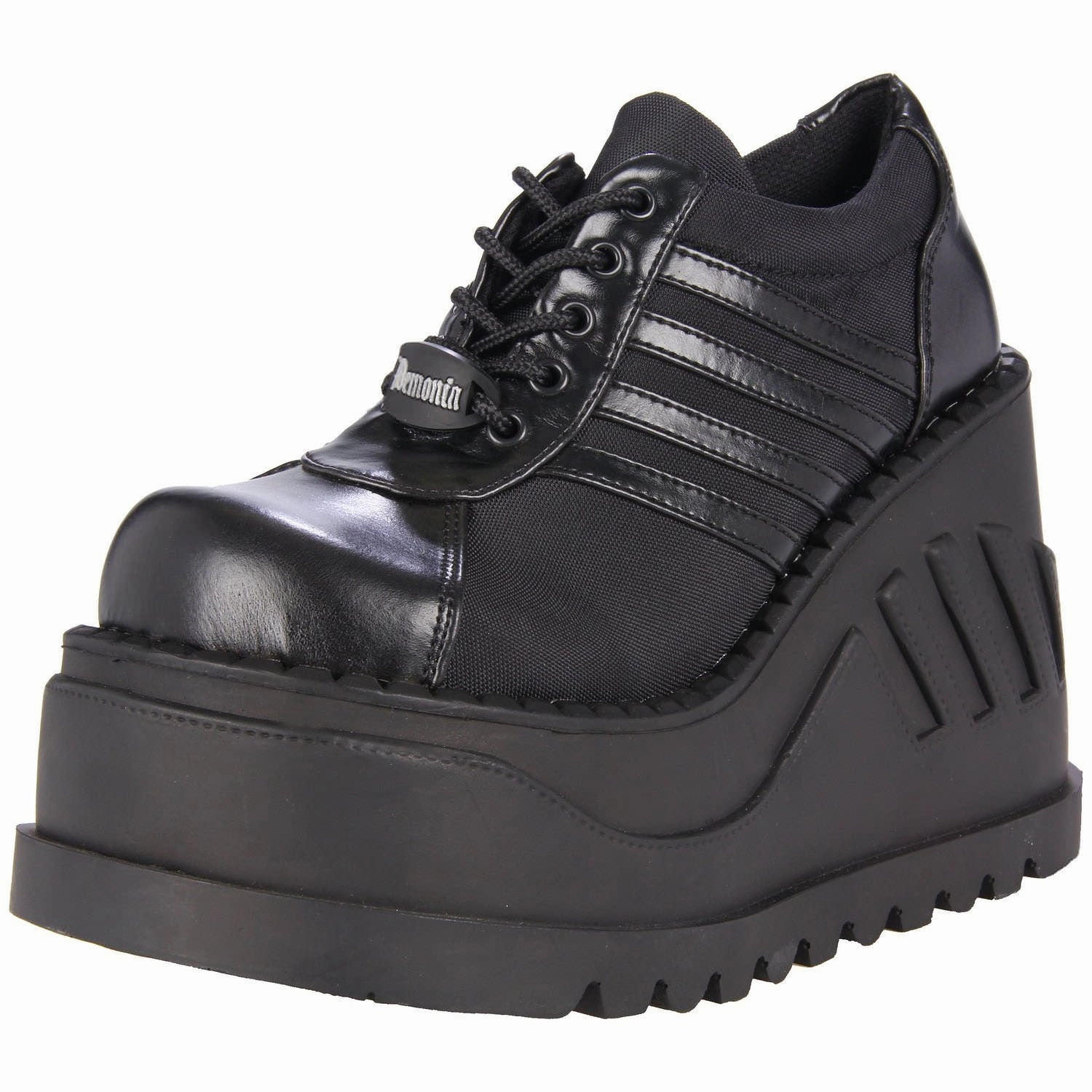 DEMONIA STOMP-08 BLACK CHUNKY PLATFORM SHOES Perfect Mary Jane Shoe