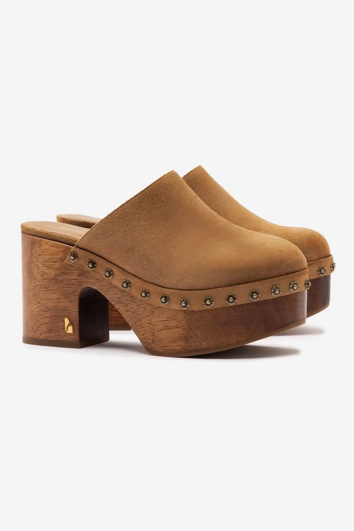 Miso Wooden Platform Clog In Peanut Suede Hush Puppies Shoes Leather Mary Jane