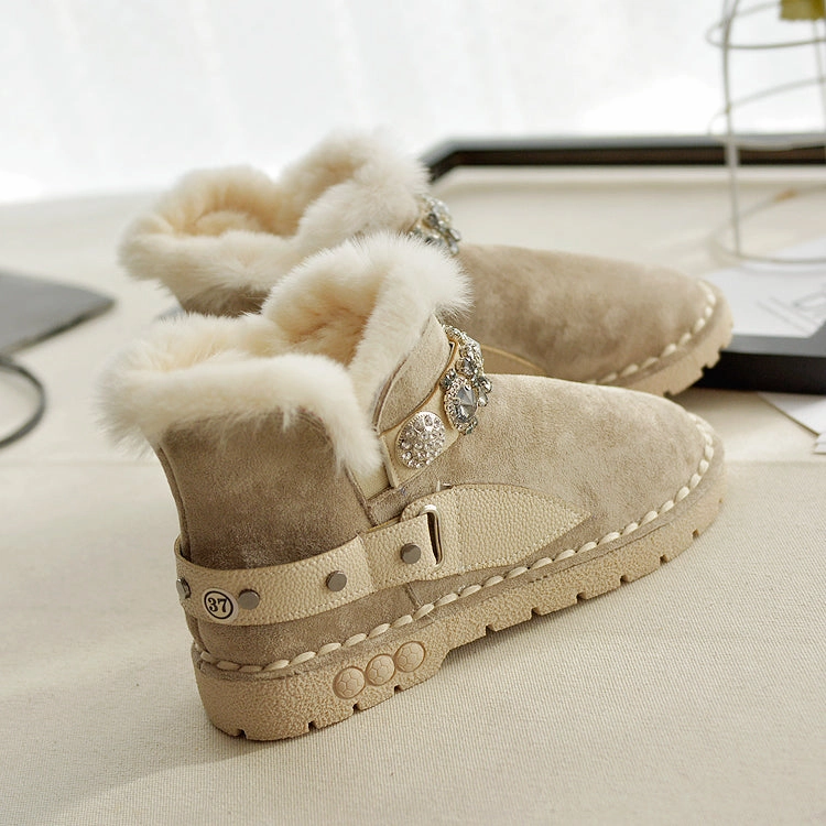 Women Casual Fashion Furred Flat Snow Boots Wedge Waterproof Snow Boots