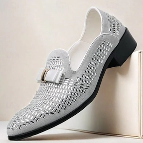 Loafers Monk Woven Elegant Strap  Prom and Silver Men's Oxford Not Brogues Shoes