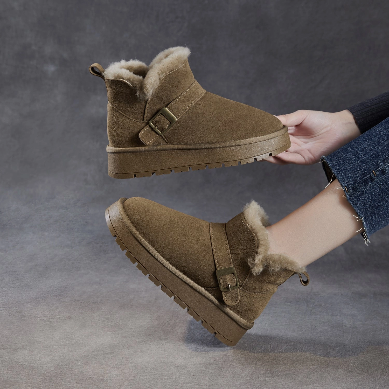 Women's Retro Plain Suede Winter Ankle Snow Boots Kamik Rogue Snow Boot