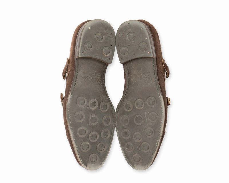 Brown Suede Double Monk Straps Fred V Brogue Boot