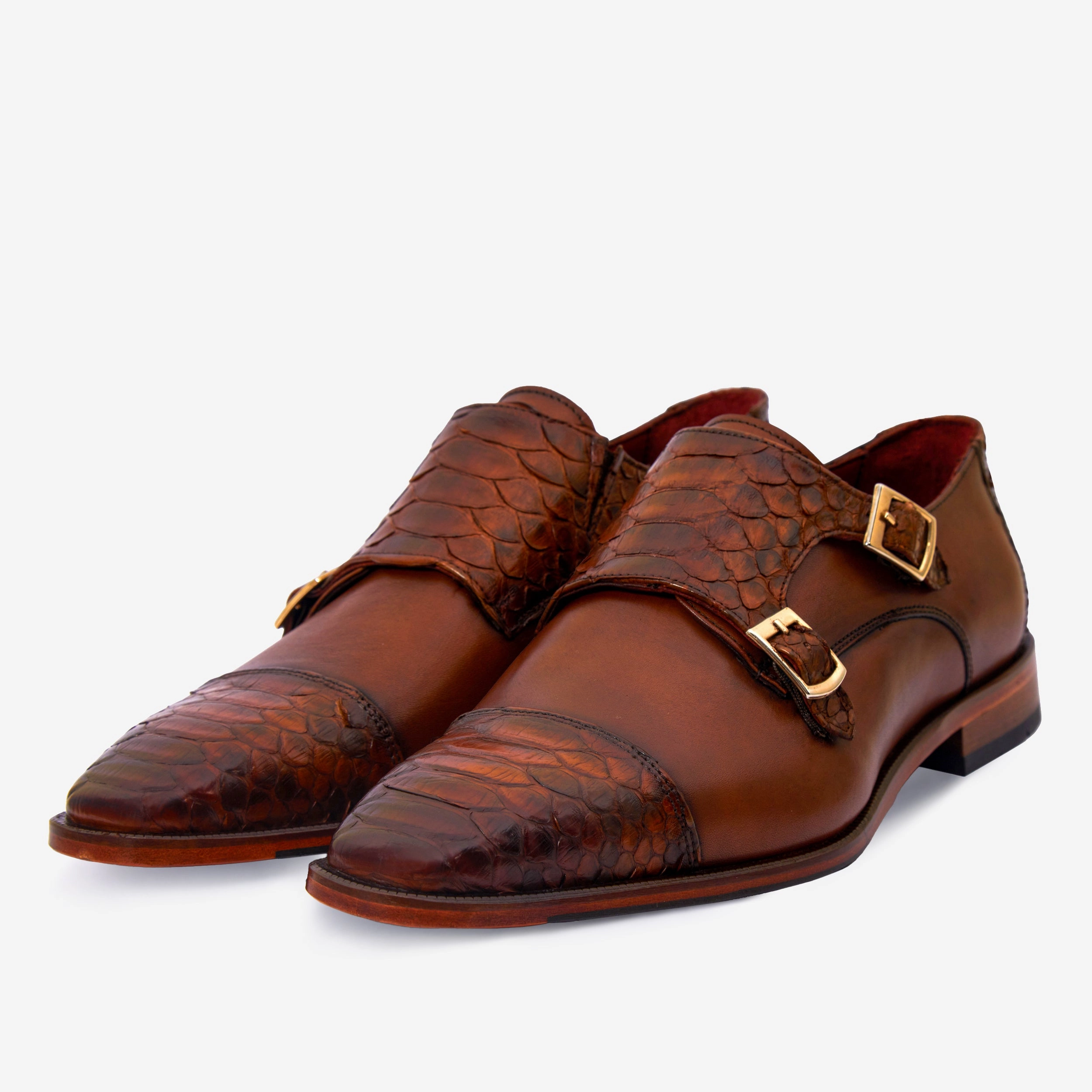 The Ocracoke Brogue The Bishkek Tan Leather Cap Toe Double Monk Strap Men  Shoe