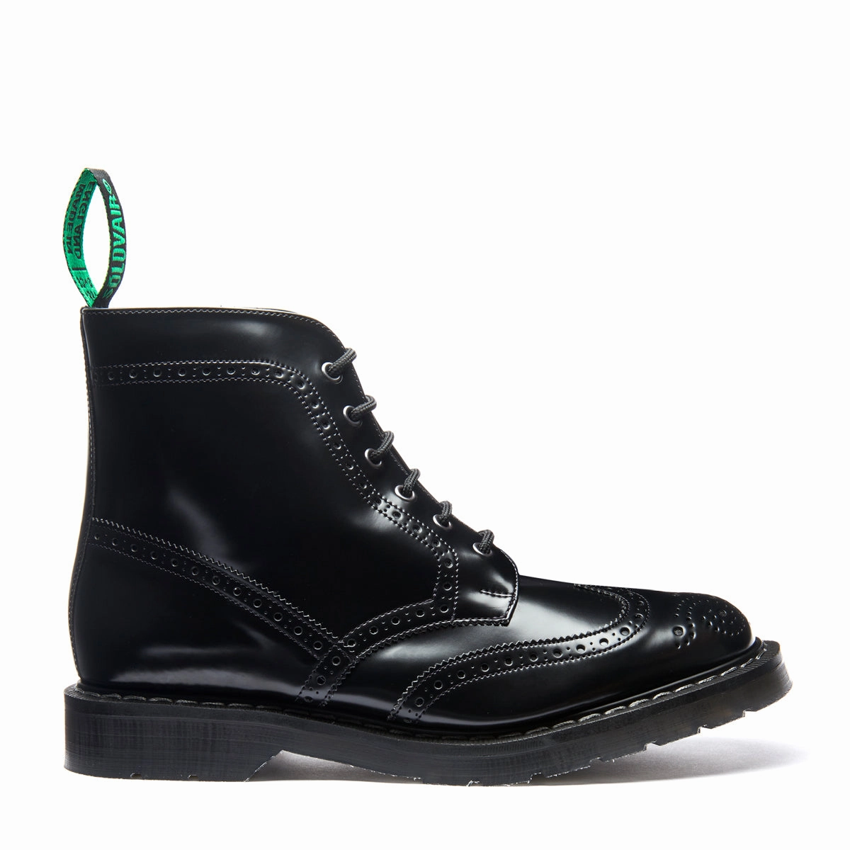 Black Hi-Shine Vegan 6 Eye Derby Brogue Boot Oxfords Brogues And Derby Shoes