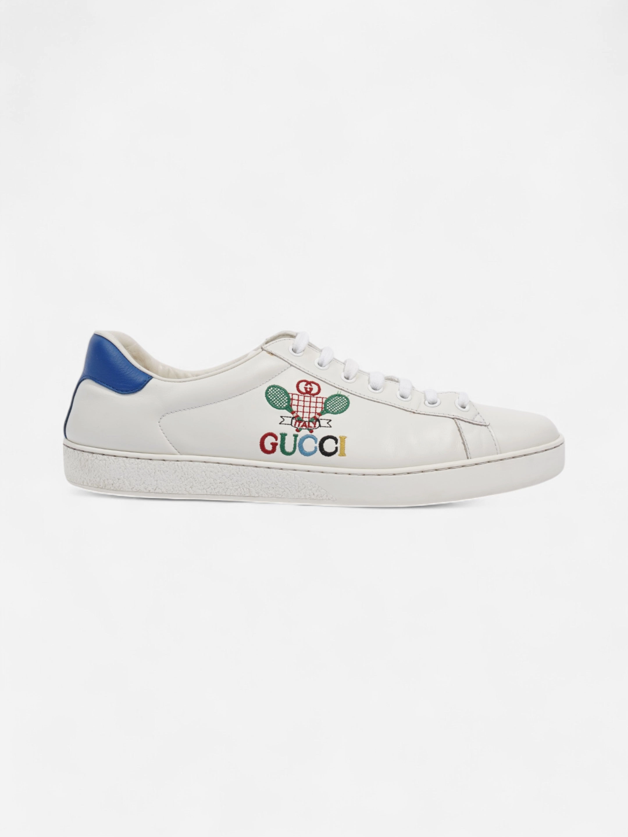 Reebok Tennis Shoes Retro Gucci Ace Sneakers with Tennis White / Blue Leather EU 44 UK 10