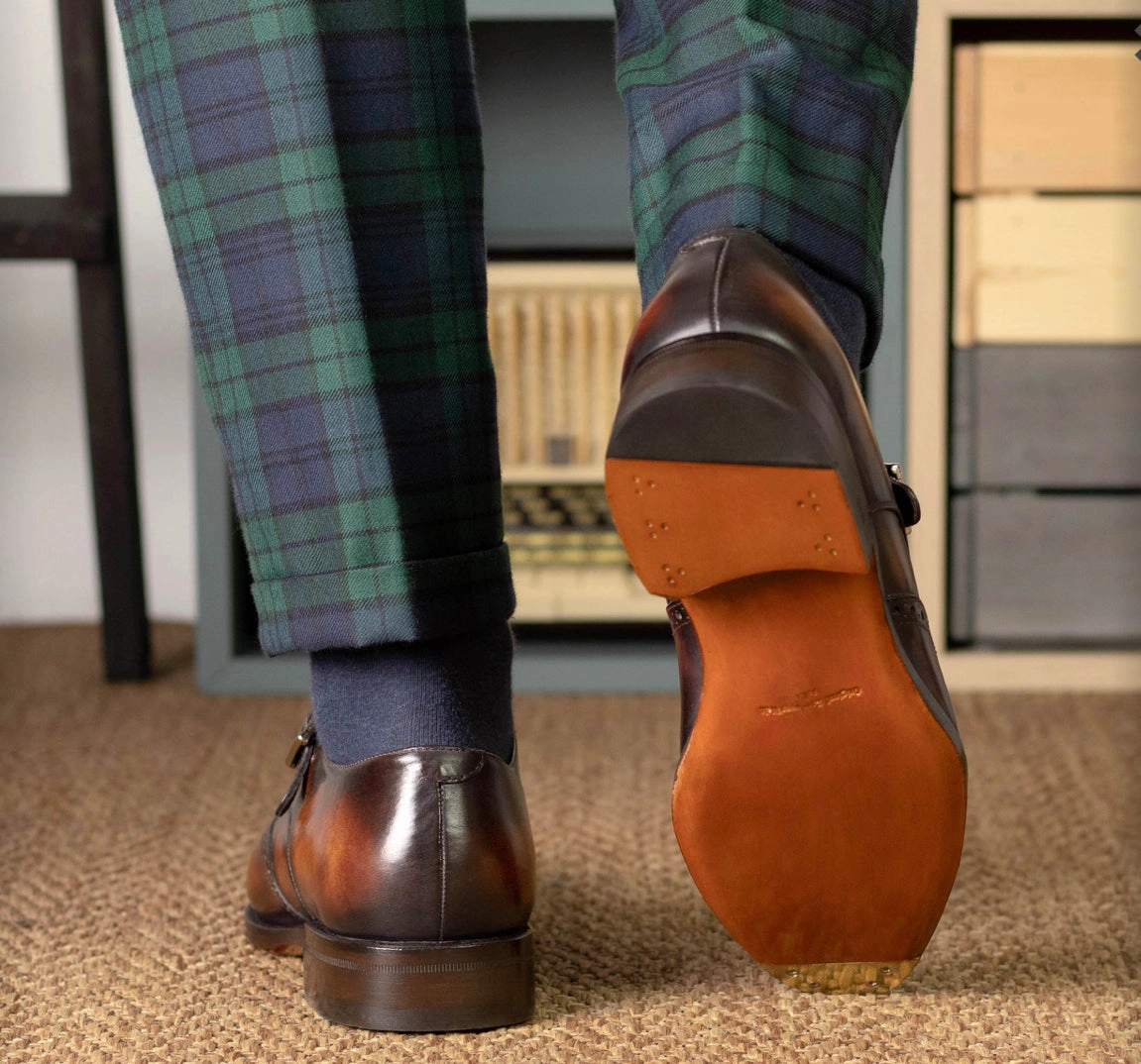 Monk Fire Patina 5573 Heeled Brogues Outfit