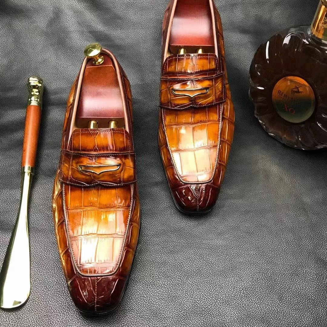 Preorder Men's  Crocodile Leather Loafer Slip-On Penny Shoes Ermenegildo Zegna Loafers