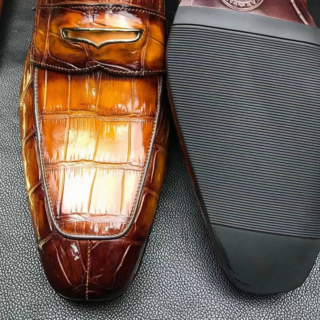 Anne Klein Loafers Dsw Preorder Men's  Crocodile Leather Loafer Slip-On Penny Shoes